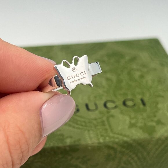 Authentic gucci sterling silver women's ring butterfly ring size 8 with box - Picture 2 of 8